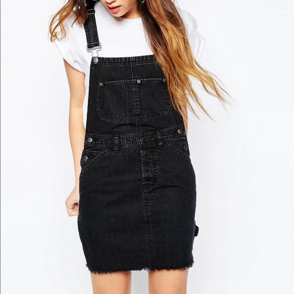 ASOS Dresses & Skirts - ASOS Black Denim Raw Hem Pinafore Jumper 4